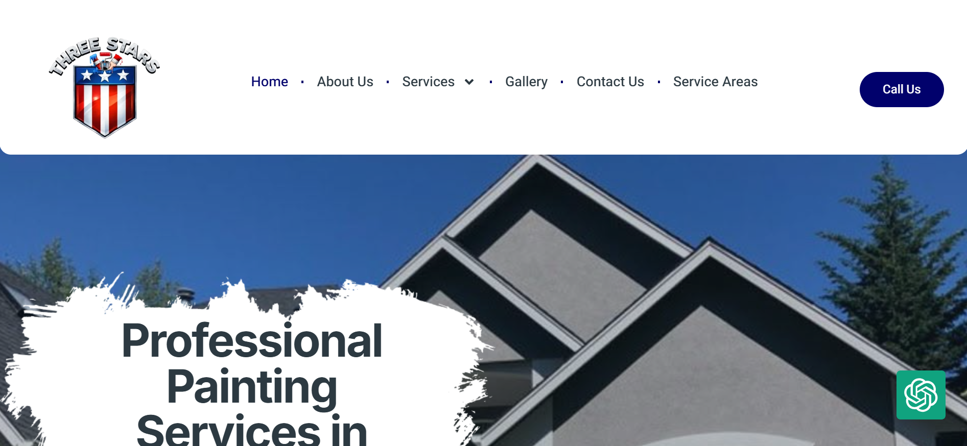Three Stars Painting website screenshot